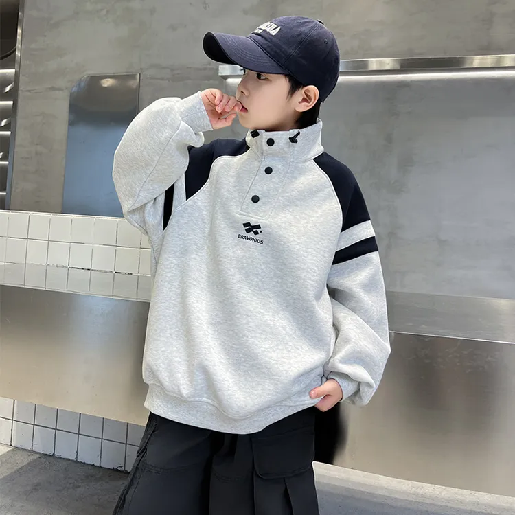 男童卫衣春秋款中大童男孩高领休闲洋气儿童秋季打底上衣韩版帅气