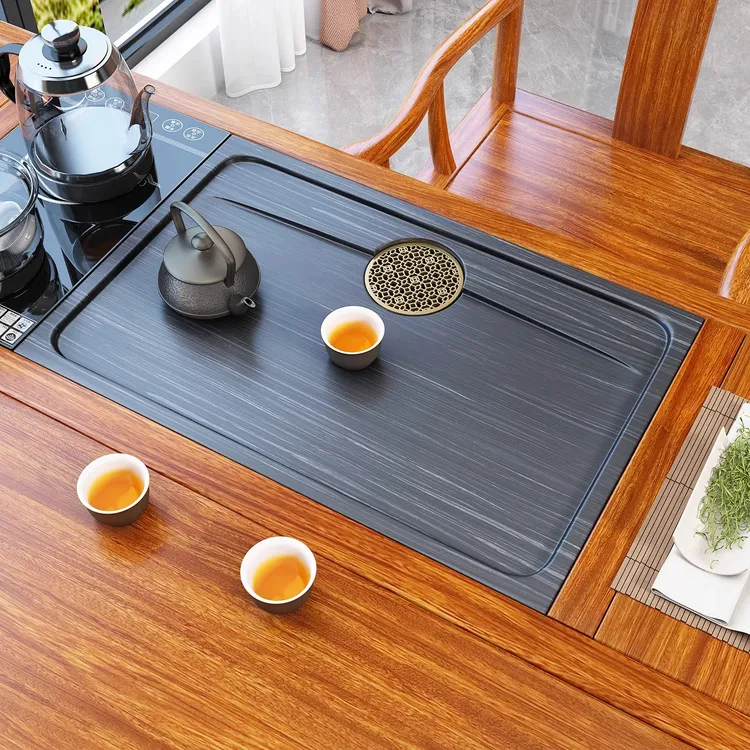 定做嵌入式天然石茶盘茶桌空位家用中间面板更换内嵌石板定制尺寸