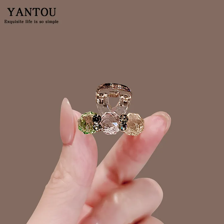 精致可爱彩色水晶迷你小公主头夹小号抓夹韩国侧边夹刘海发夹扎夹