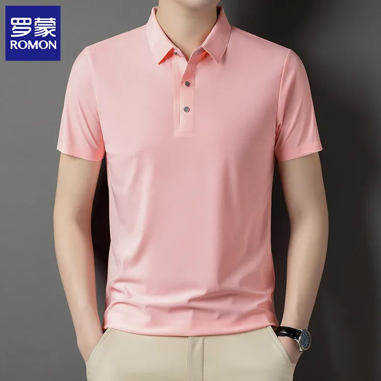 罗蒙男士高端冰丝无痕商务休闲百搭凉爽POLO衫夏季透气翻领T恤杉