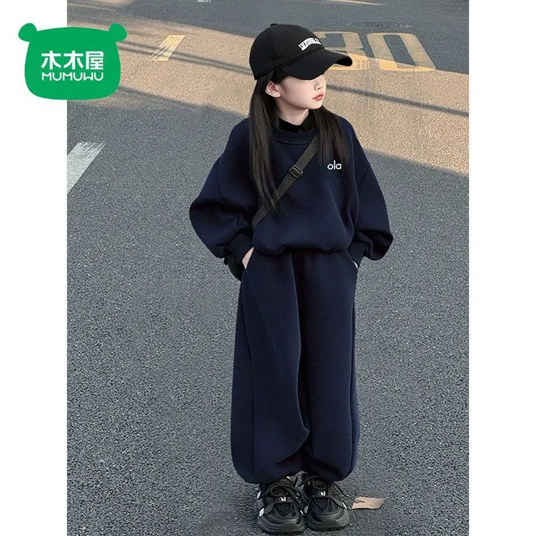 木木屋女童超好看韩系搭配一整套儿童卫衣套装童装洋气加厚冬装潮