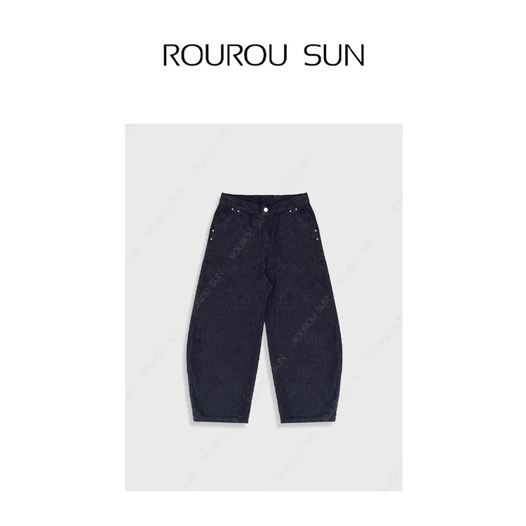 3112秋冬新款韩版阔腿弯刀裤宽松显瘦百搭牛仔长裤