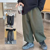 儿童加厚裤子男童加绒工装休闲裤秋冬款2025冬季男孩一体绒保暖裤