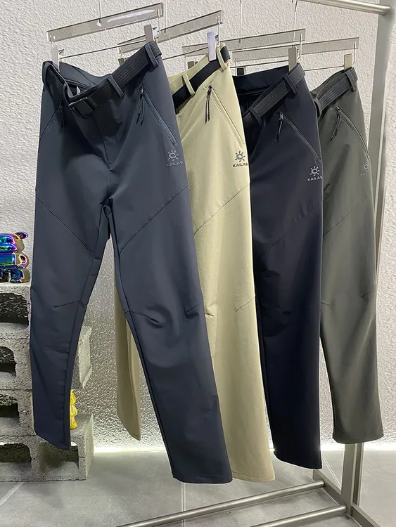 春秋中腰休闲裤软壳裤男士纯色防风长裤户外登山直筒运动冲锋裤