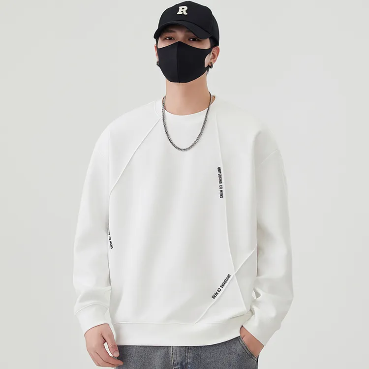 宽松圆领卫衣男春秋新款长袖帅气品质男士上衣ins男士简约休闲服