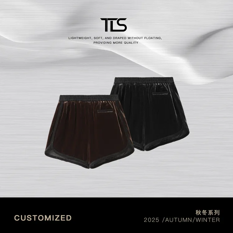 TT【丝绒短裤】桑蚕丝人造丝重磅加厚松紧腰短款百搭轻奢短裤DK5002