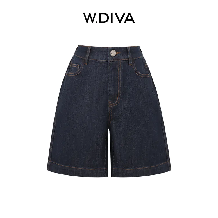 W.Diva【腿半半】土耳其进口撞色少年感牛仔中裤炸街风53K032797