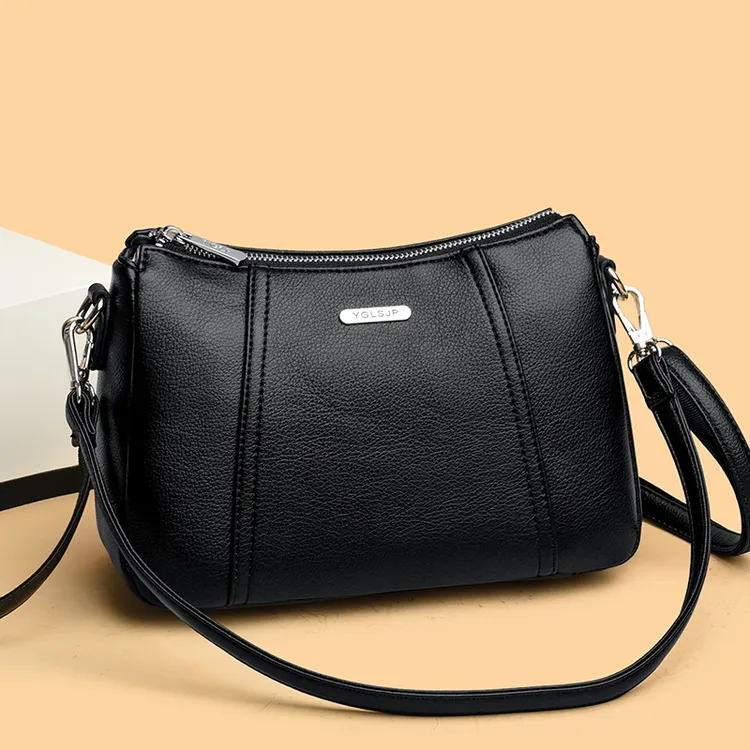 新款中年妈妈包休闲大容量时尚女包简约百搭软皮高级斜跨包sl3739
