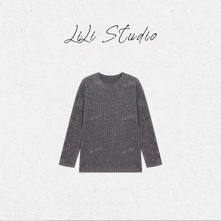 PCNY丨不理理「薄暮私藏」港味气质宽松慵懒感坑条长袖T恤