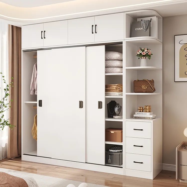 推拉门衣物收纳整理柜实木小户型现代简约出租房屋多层大容量衣橱