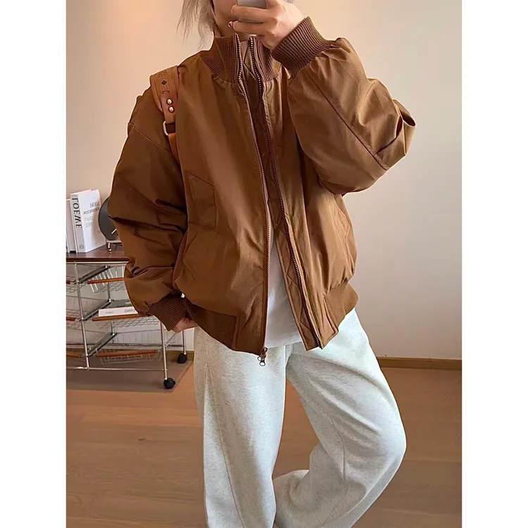 美式飞行员夹克棉服男款秋冬穿搭cleanfit三防立领短款棒球服外套