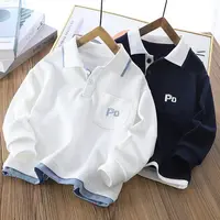 品牌款【双拼华夫格polo】春秋季儿童刺绣字母翻领polo卫衣2321