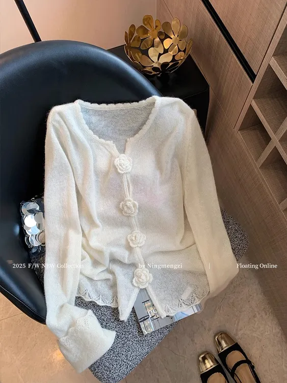 法式软糯针织衫毛衣女2025秋季新款温柔风气质松弛感减龄开衫上衣