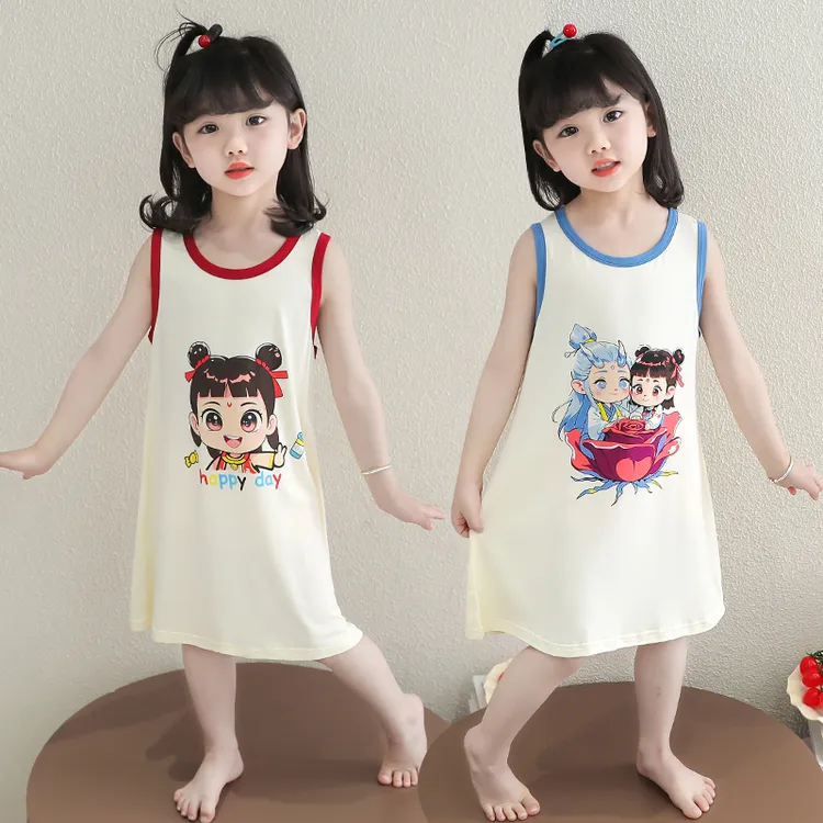 哪吒女童睡裙莫代尔夏季薄款儿童睡衣宝宝空调服夏天小女孩家居裙