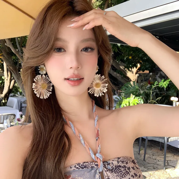 铜合金耳饰 夏威夷午后 度假风太阳花耳环夸张女海边旅游拍照耳饰