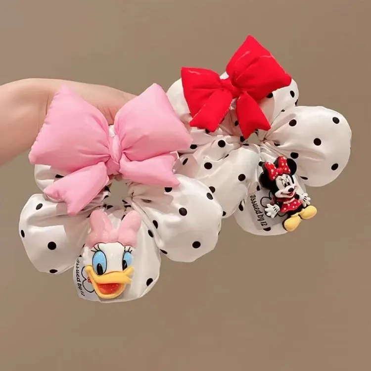 蝴蝶结米奇波点大肠发圈儿童可爱花朵扎马尾丸子头高弹力头绳发绳