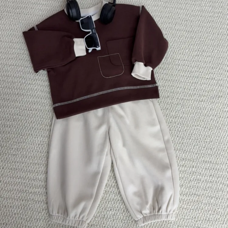 儿童卫衣卫裤套装秋冬韩版男童女童撞色两件套