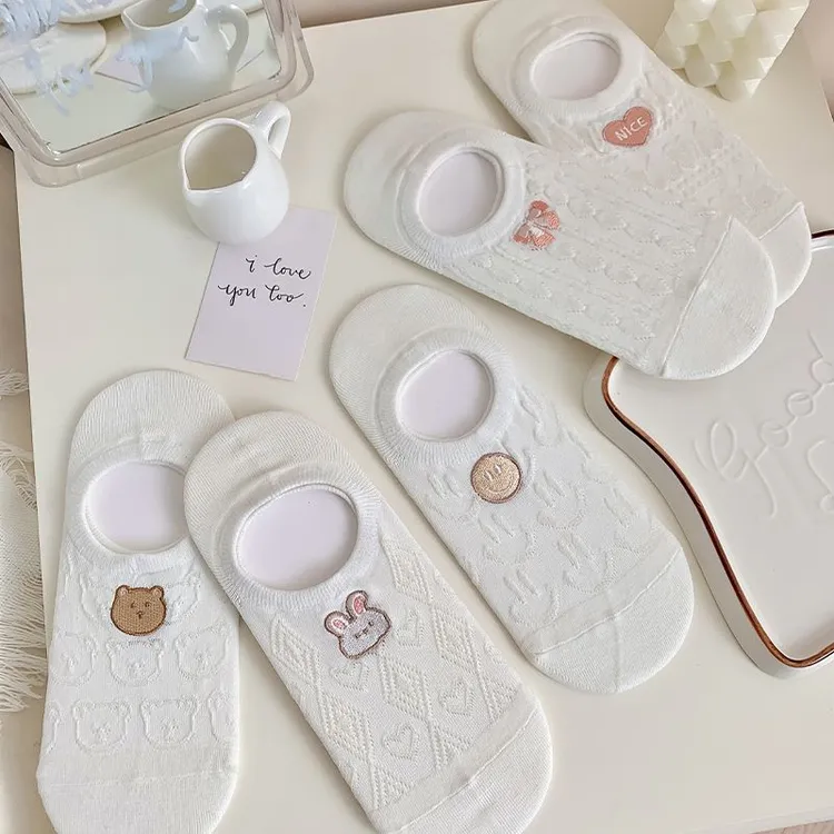 袜子女夏季网眼船袜无痕隐形袜低帮浅口防滑不掉跟短袜卡通可爱