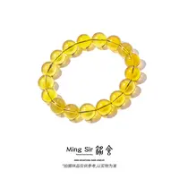 【铭舍 暗夜精灵微粉】缅料金蓝净水蓝珀单圈圆珠手串男女款珠宝