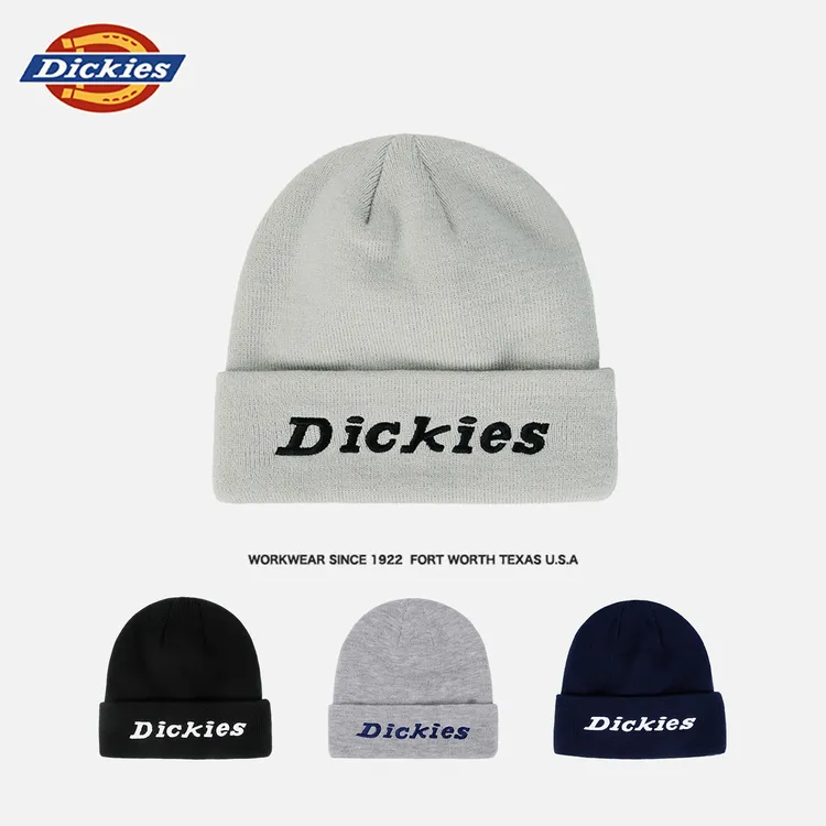 Dickies刺绣LOGO保暖帽子大头围显脸小针织毛线帽时尚情侣款冷帽