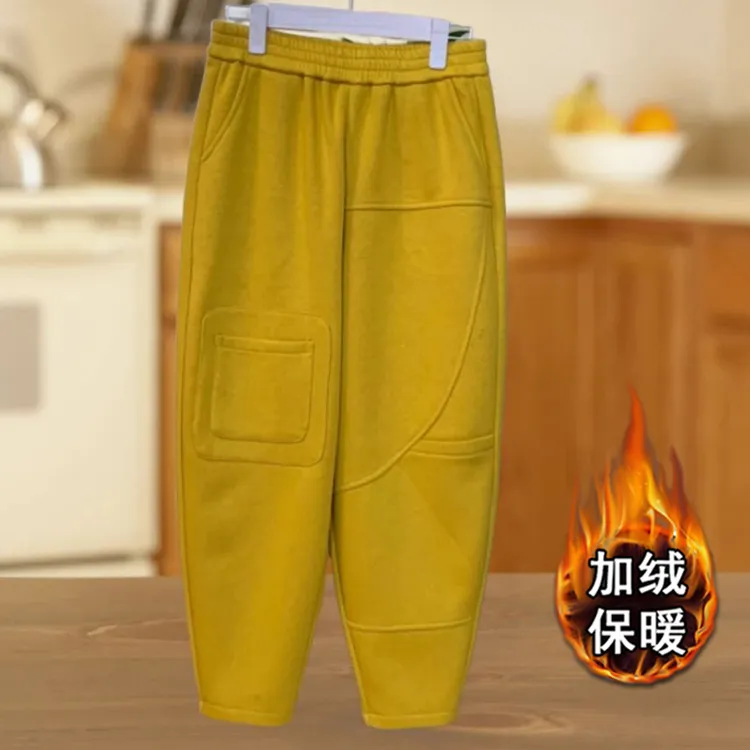 加绒哈伦裤女2025年冬季新款时尚休闲裤女裤宽松显瘦纯色百搭裤子