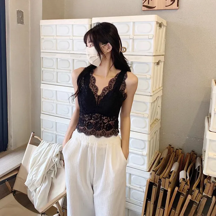春夏蕾丝性感纯欲舒适紧身背心薄款轻奢时尚吊带美背背心女士内衣