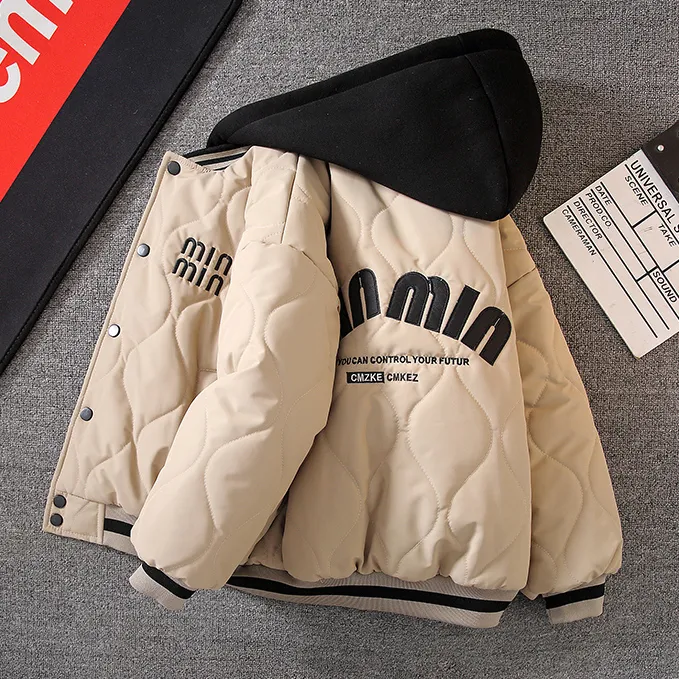 男童外套秋冬款夹棉加厚2025新款冬季棒球服中大儿童男孩冬装棉服