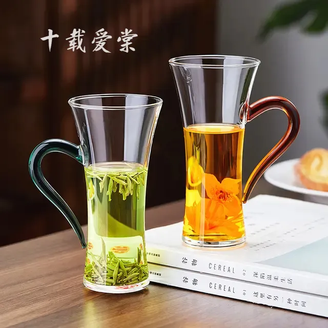 十载爱棠玻璃杯带手把耐高温高硼硅家用绿茶杯个人喝茶泡花茶杯子