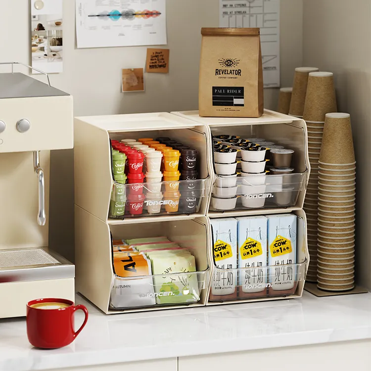  ins桌面整理盒咖啡奶茶办公室茶水间宿舍透明架茶包防尘收纳架