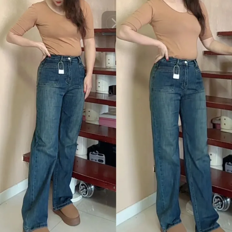 0922阔腿直筒牛仔裤女显瘦百搭小个子裤子包邮