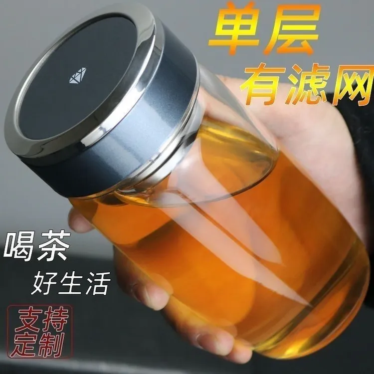 单层玻璃杯鹅蛋加厚高档茶杯矮胖隔热大容量透明商务便携水杯车载