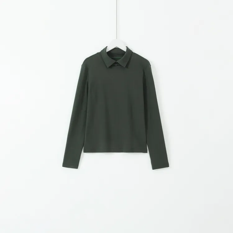 几里与麻 简约纯色纽扣翻领亲肤毛针织衫 衣长55胸围84 2111041