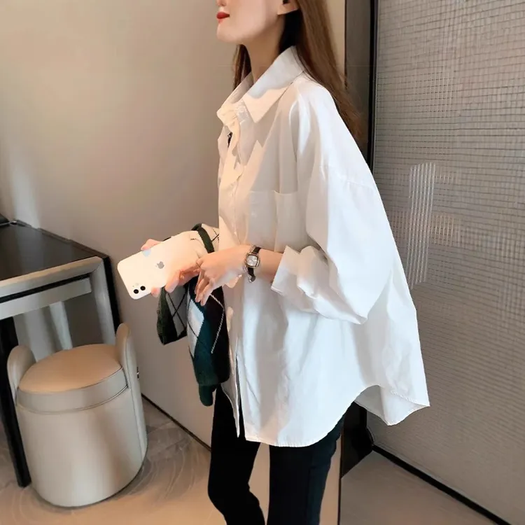 白衬衫女2025春季新款韩版通勤设计感小众上衣轻熟风内搭长袖衬衣