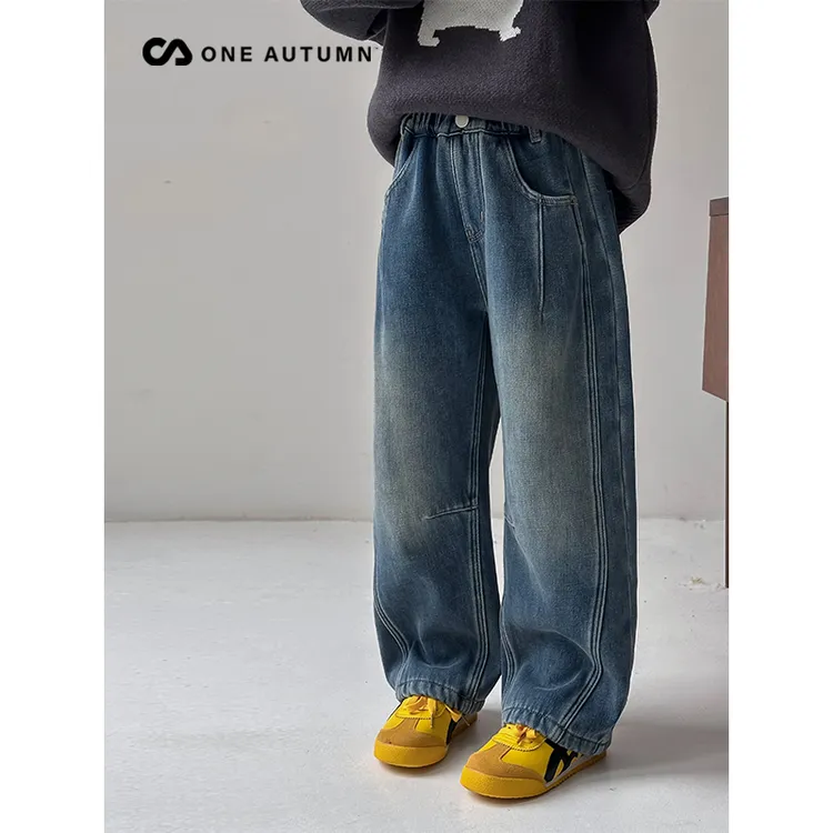 现货「壹秋.ONE AUTUMN」【修腿神裤】修身阔腿牛仔裤女童春季直筒裤