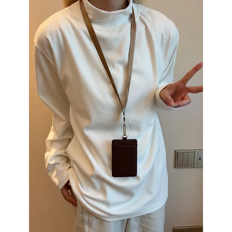 白色半高领德绒打底衫男款秋季立领修身正肩卫衣美式内搭长袖t恤