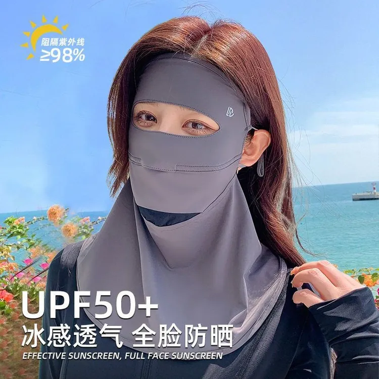 熊熊拳全脸防紫外线防晒面纱夏季户外遮阳脸基尼护眼角冰丝防晒