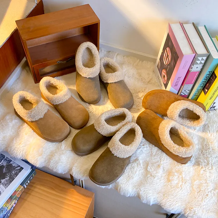 厚底一脚蹬全包勃肯鞋女冬2025新款加绒保暖棉鞋小土豆毛毛雪地靴