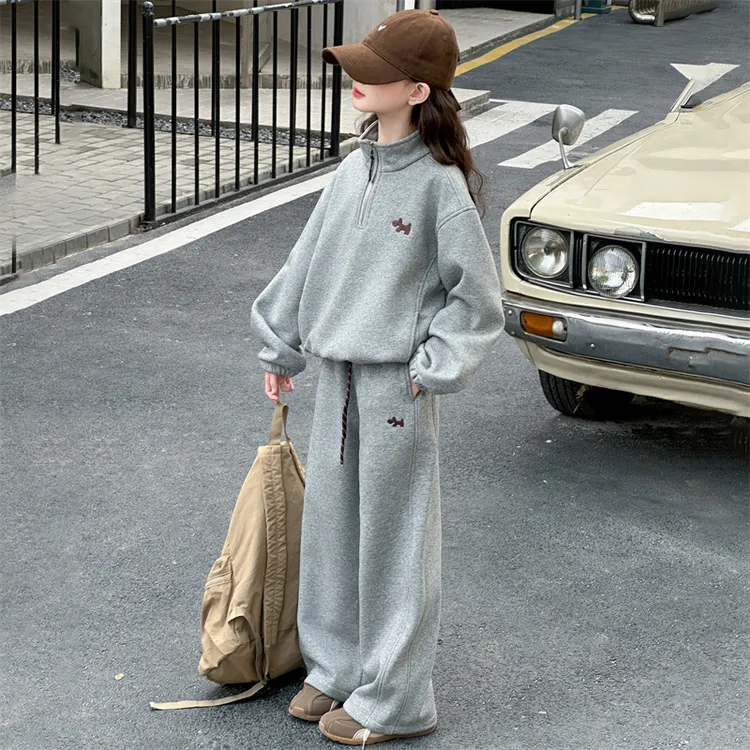潮女童秋冬套装运动休闲2025新款中大童卫衣阔腿裤两件套宽松时髦