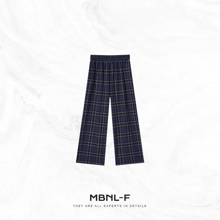 MBNL-F“巴黎格纹” 100%定染格纹阔腿休闲裤 秦磊TH-KZ618