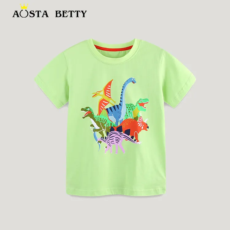 夏季新款男童T恤欧美风恐龙印花运动衫儿童圆领短袖上衣