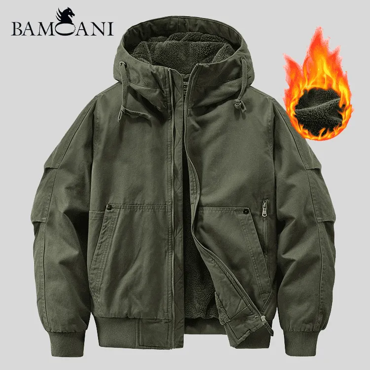 棉服男款爆款美式复古宽松休闲硬汉纯棉加绒加厚冬季连帽夹克外套