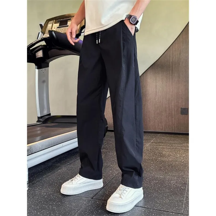 户外登山裤子男士秋季薄款潮流个性线条设计2025年新款直筒休闲裤
