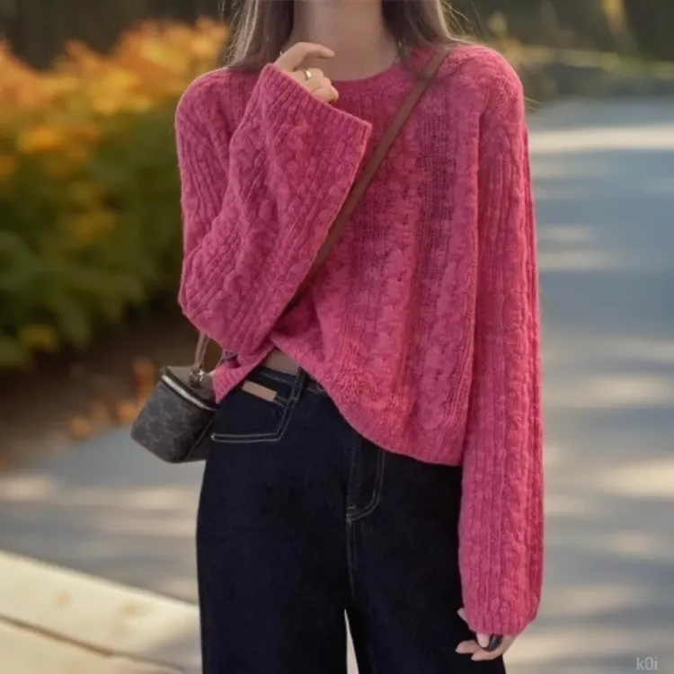 针织衫女2025春秋季新款复古慵懒风毛衣小个子百搭休闲短款上衣潮