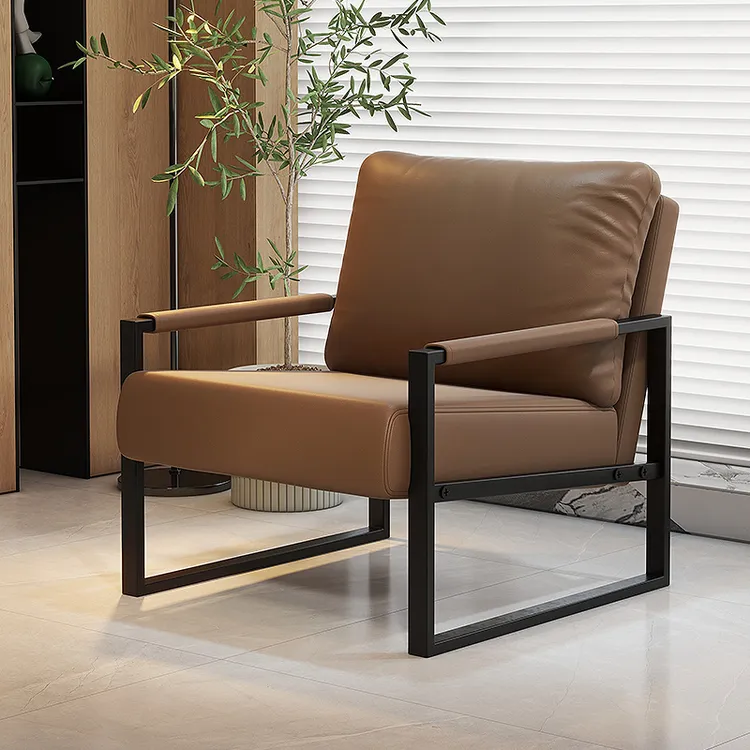 北欧单人意式轻奢小户型客厅休闲商务洽谈接待沙发椅单人