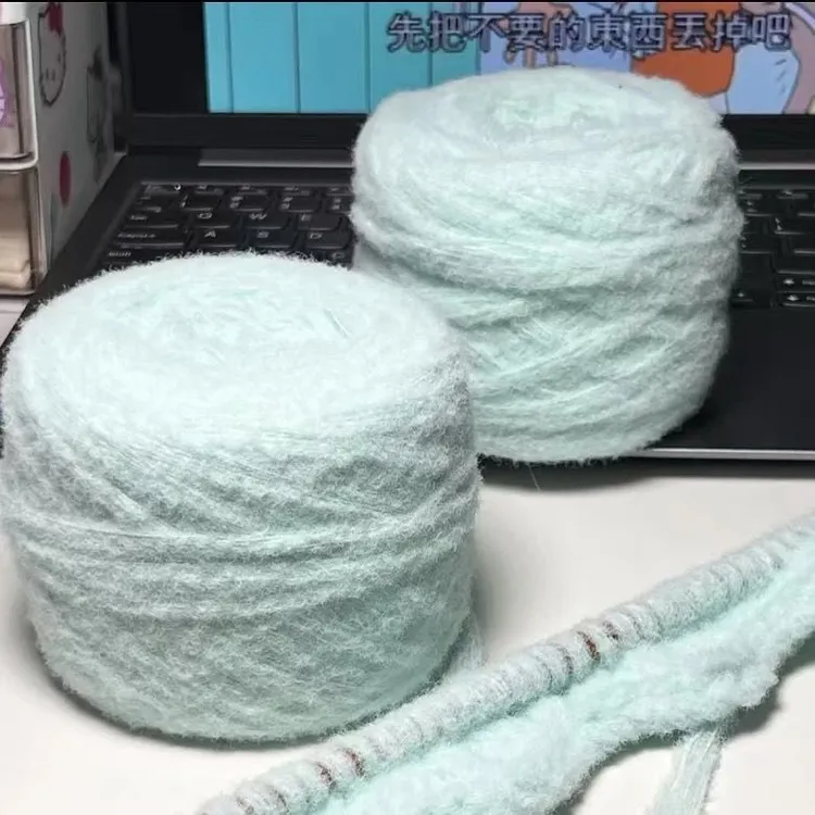 【成品现货】暖和牛奶慕斯云朵棉棉DIY手工棒针围巾材料包薄荷绿