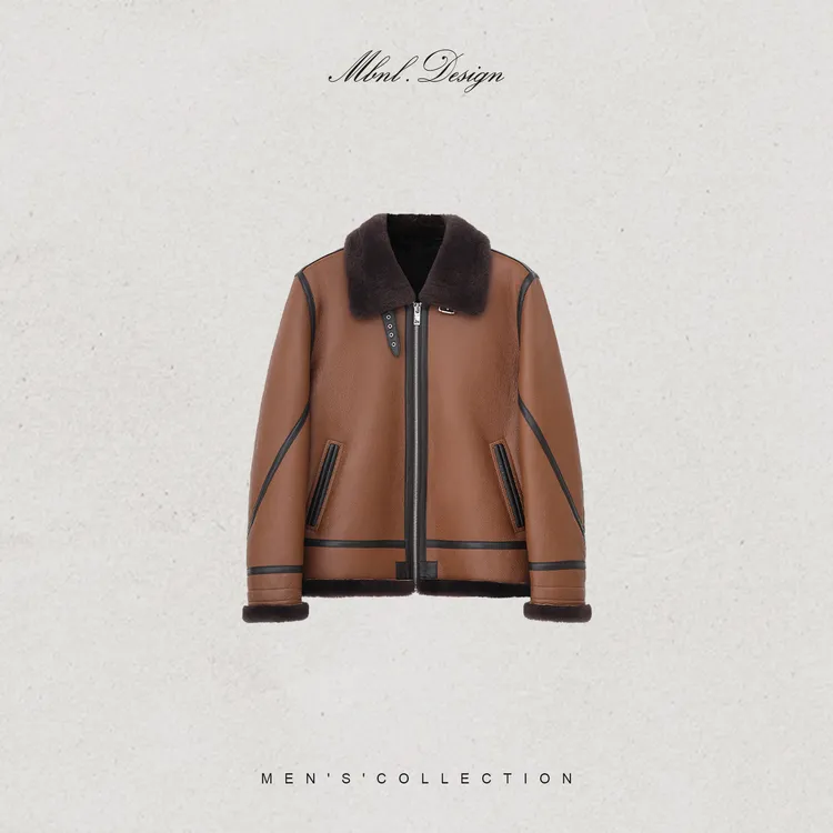 MBNL-F「Caramel」秦磊男装100绵羊皮羊毛肌理皮毛一体LL-WWT0189