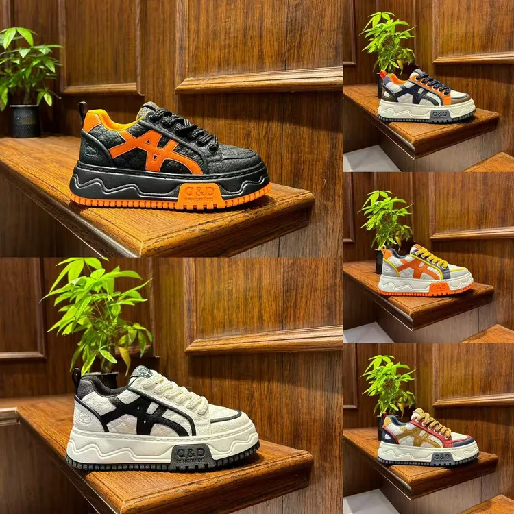 【鑫淇男鞋】2026春季新款单鞋潮鞋增高时尚擦色皮面青年百搭休闲鞋