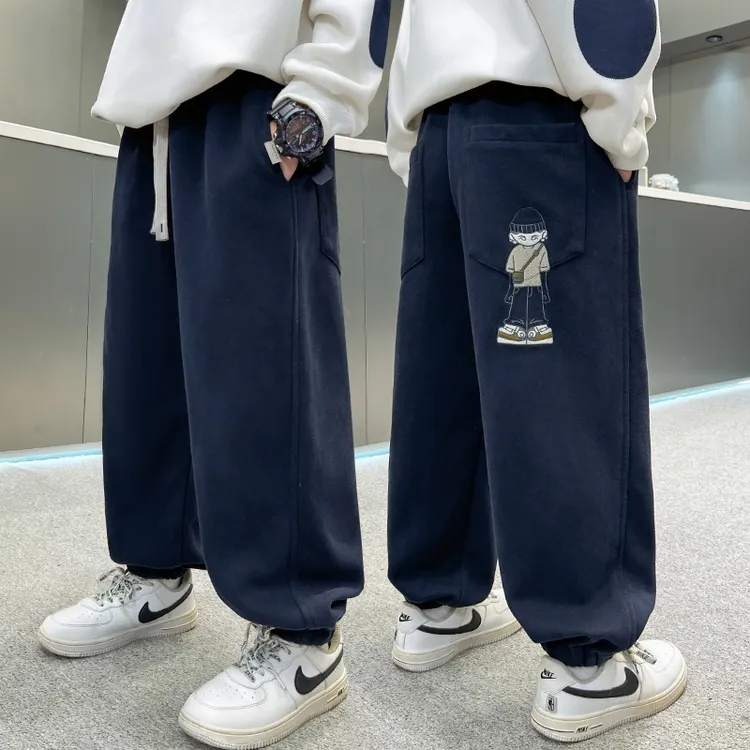 男童春秋款裤子2025新款大童秋季宽松男孩秋装儿童束脚卫裤痞帅风