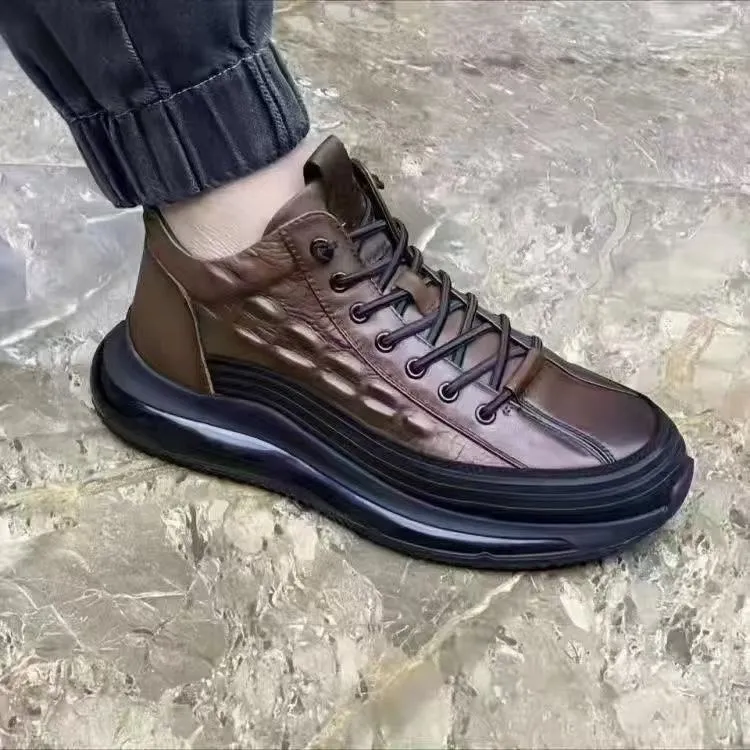 安踏超级儿童100%全软皮鳄鱼纹潮流真皮男鞋特价处理休闲商务男士