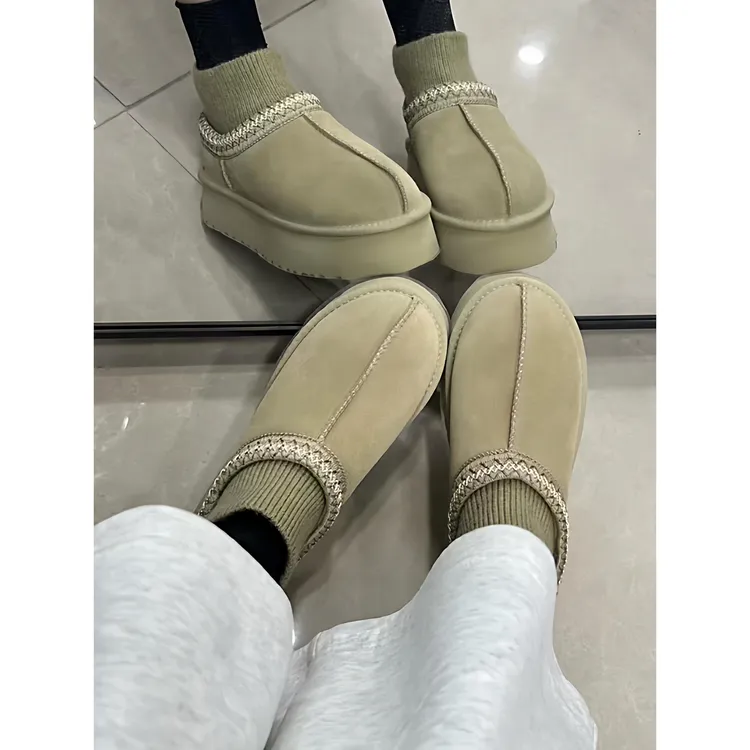 厚底毛毛半拖鞋女款冬季加绒外穿包头一脚蹬懒人鞋民族风东北棉鞋